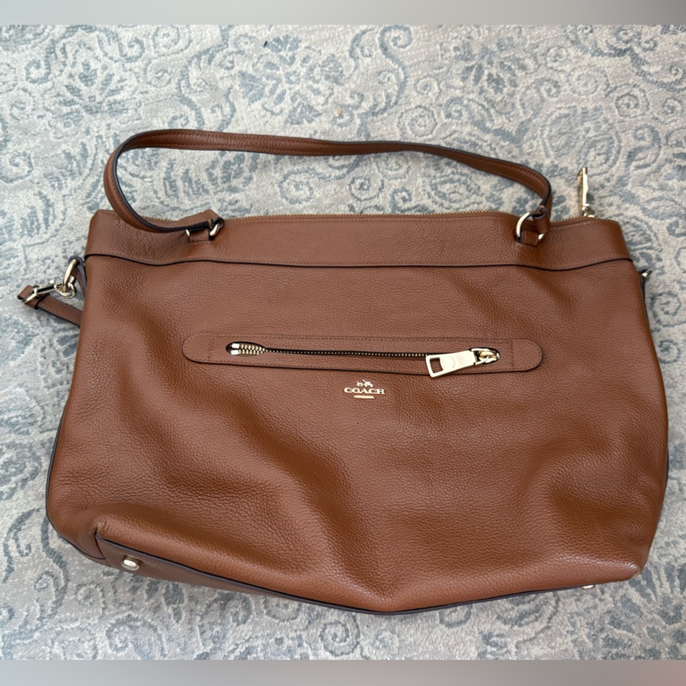 Coach Pebbled Leather Hobo Bag with Zip Detail